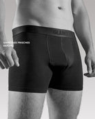Schwarze Bambus-Boxershorts von vorn, ganztags frisches Gefühl